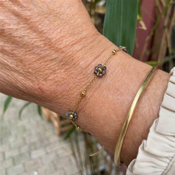 L'Apprentie pierres et bijoux Bayonne bracelet Fleur de Pierres labradorite