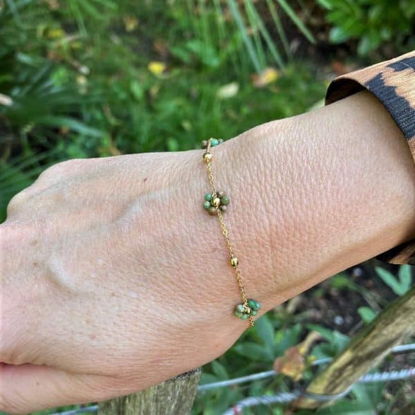 L'Apprentie pierres et bijoux Bayonne bracelet Fleur de Pierres turquoise