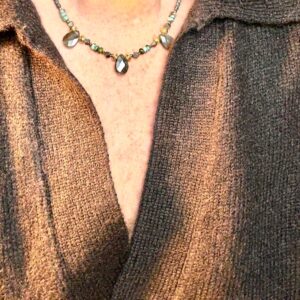 Collier labradorites, pyrites et turquoises