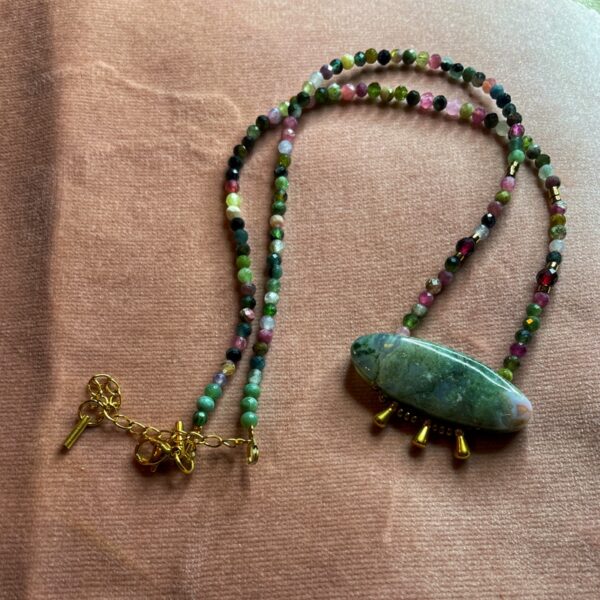 Collier Agate indienne et Tourmalines – Image 3