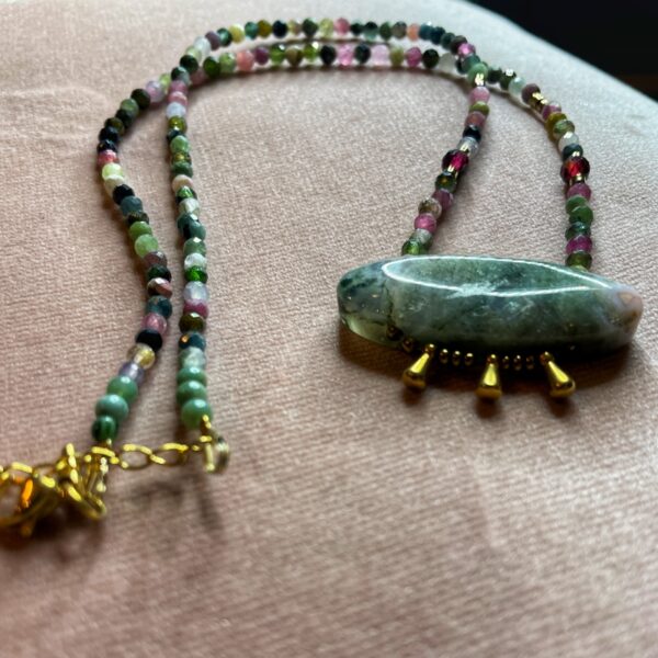 Collier Agate indienne et Tourmalines – Image 2