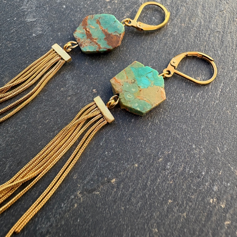 Boucles Petites Comètes en Turquoise Boucles Petites Comètes en Turquoise