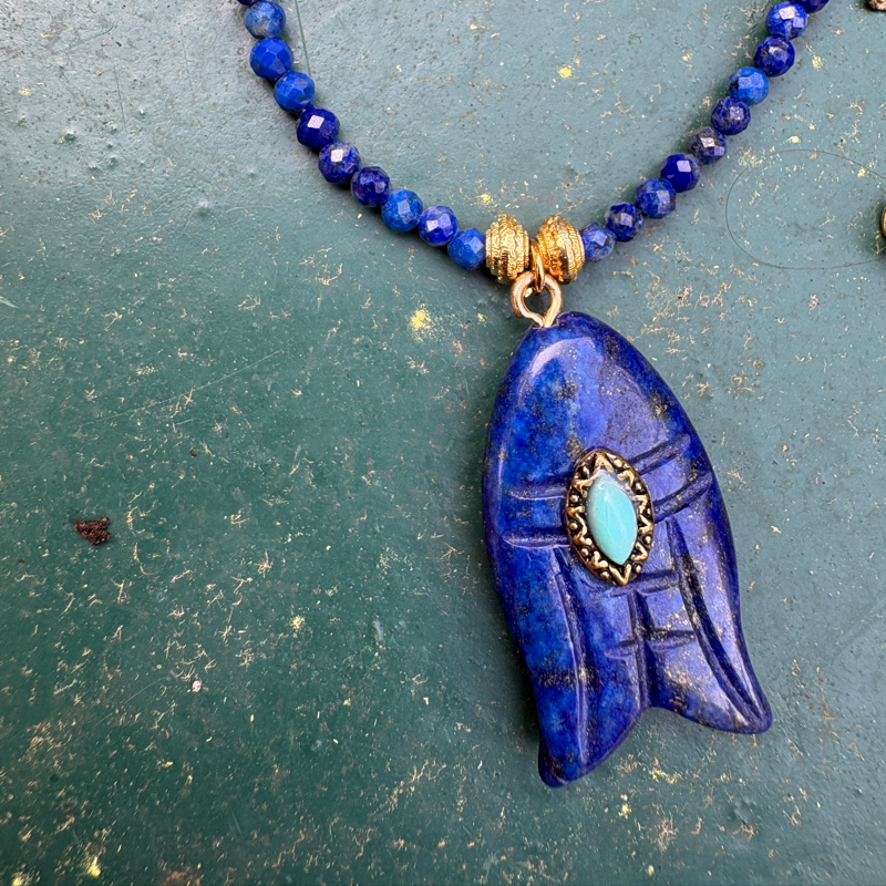 Collier Pendentif Poisson Lapis Lazuli Collier Pendentif Poisson Lapis Lazuli – Image 4