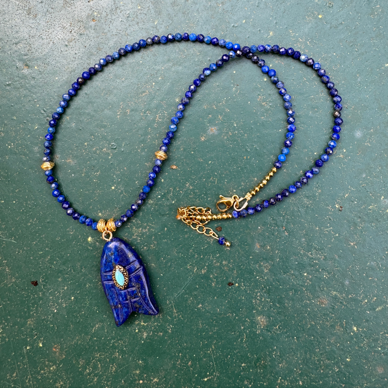 Collier Pendentif Poisson Lapis Lazuli Collier Pendentif Poisson Lapis Lazuli – Image 3