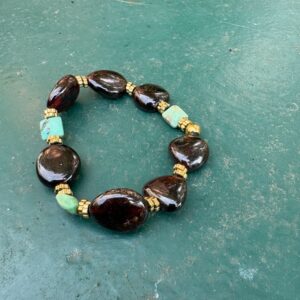 Bracelet Terra - Grenat Hessonite et Turquoises