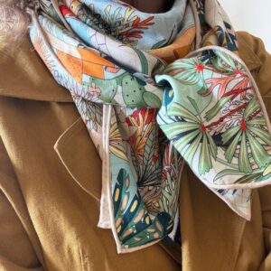 Grand foulard Soie et Laine - Aqualand 110 x 110 cm