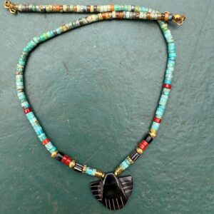 Pierres Bijoux Pays Basque - L'Apprentie Collier Turquoise Heishi, Jaspe Rouge & Aigle Jaspe Brun